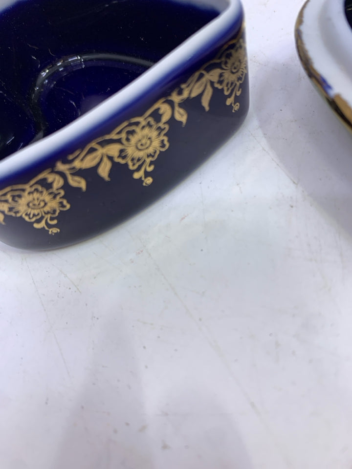 COBALT BLUE GOLD ACCENTS HEART SHAPED LIMOGE FRANCE.