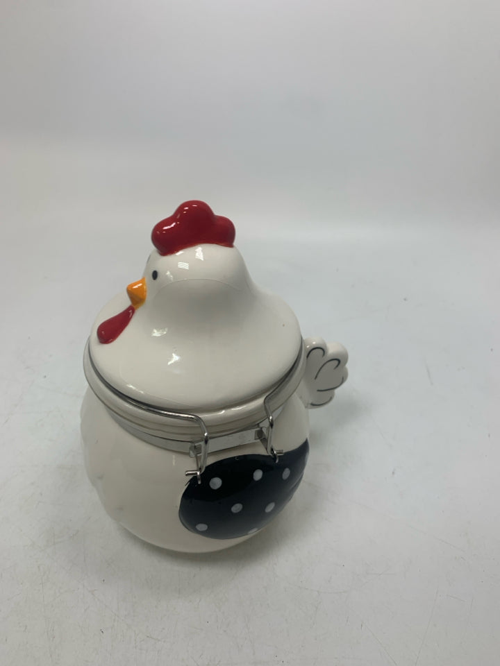 SMALL CERAMIC CHICKEN SHAPED CANISTER.