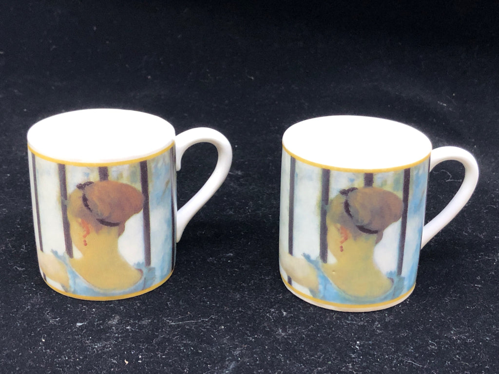 10PC ART DECO STYLE CUP/ SAUCER SET - 5 CUPS, 5 SAUCERS.