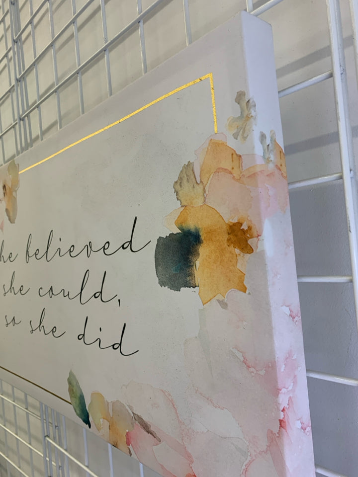 SHE BELIEVED CANVAS WALL ART.