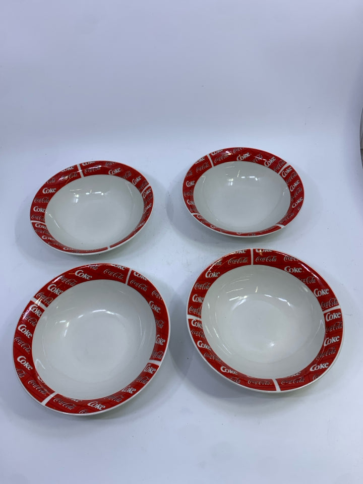 4 COCA-COLA EDGE THEMED CEREAL BOWLS.