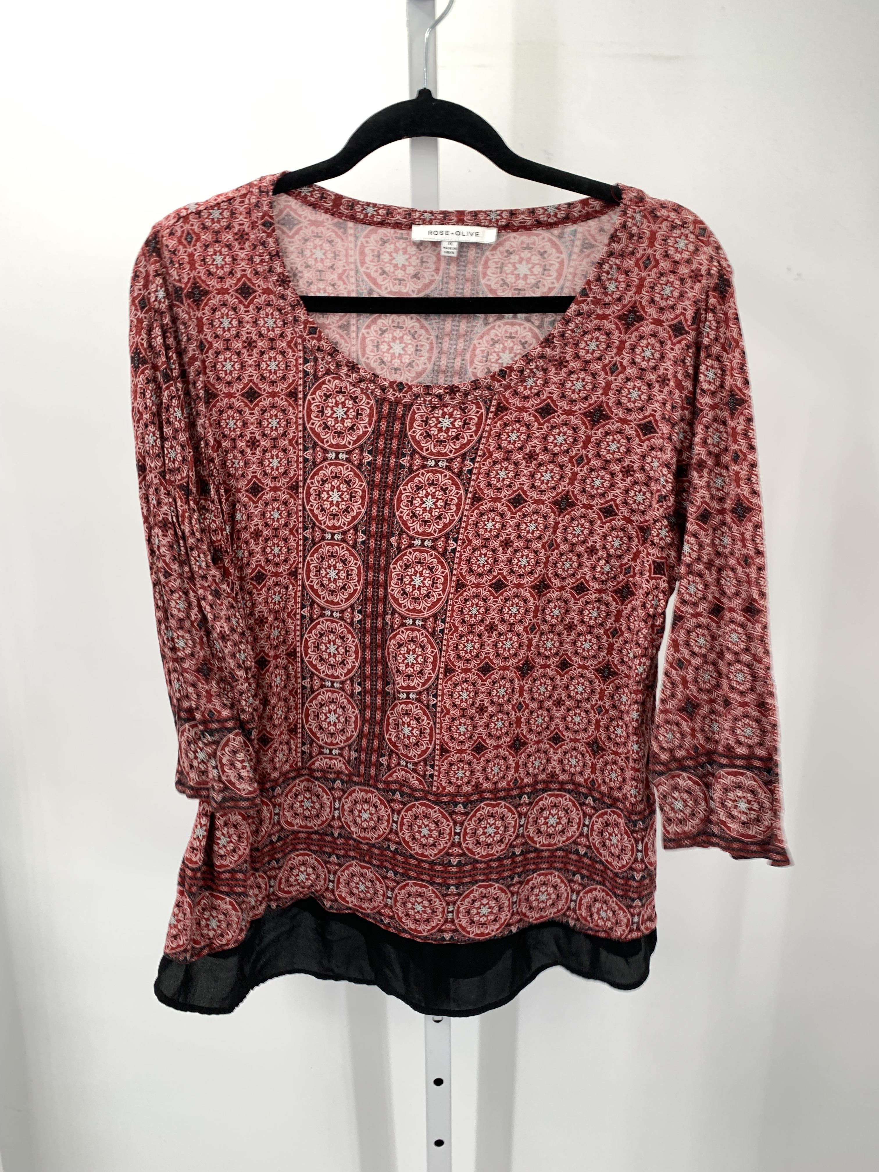 Rose & Olive Size 1X Womens 3/4 Sleeve Shirt