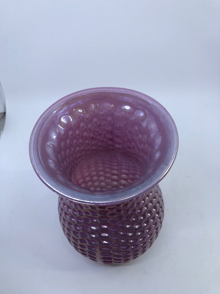 LARGE PINK IRIDESCENT VASE.