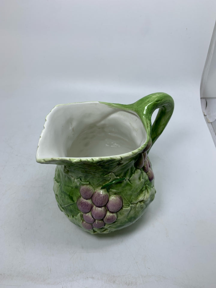 VTG EMBOSSED GRAPES CERAMIC PITCHER MADE IN ITALY SAN MARCO NOVE.