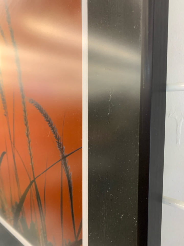 WHEAT IN THE SUN PRINT IN BLACK FRAME.