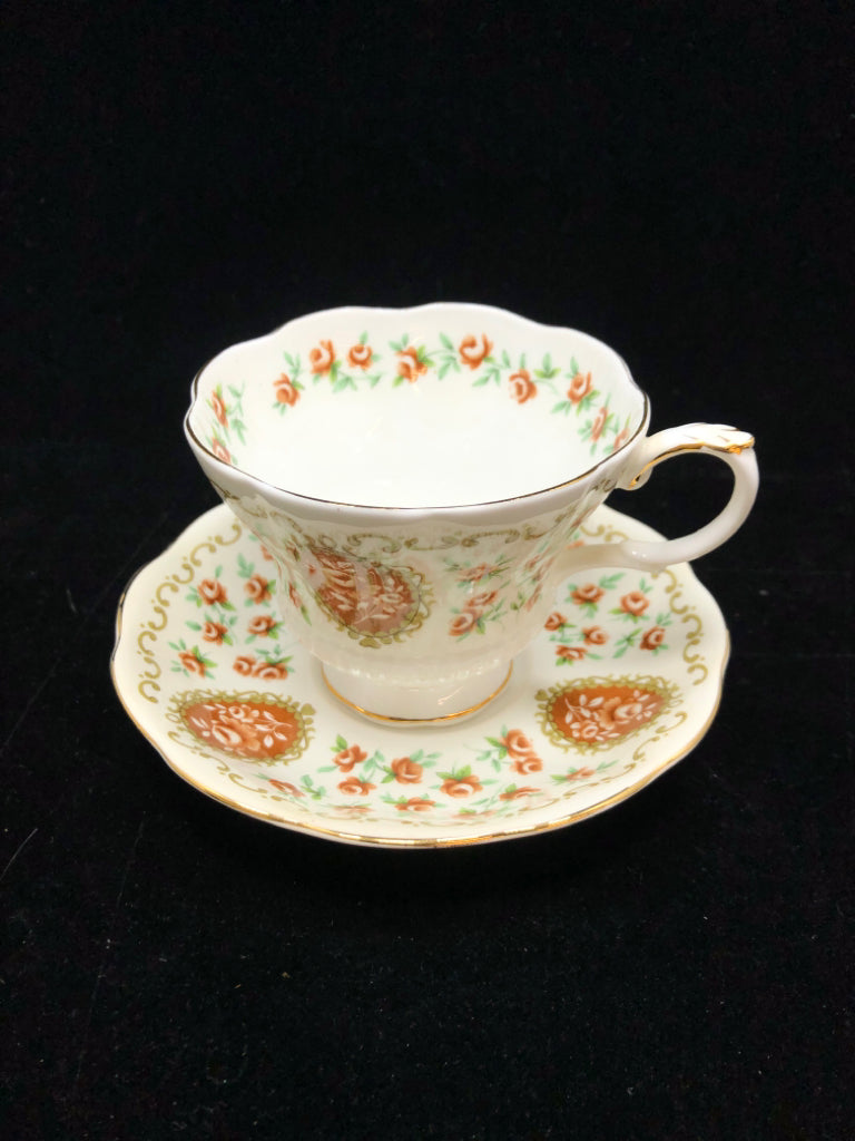 ORANGE FLOWER TEA CUP & SAUCER - ROYAL ALBERT.