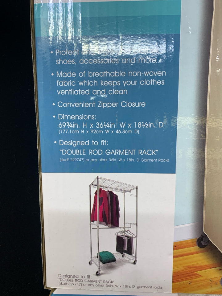 NIP GARMENT RACK COVER.