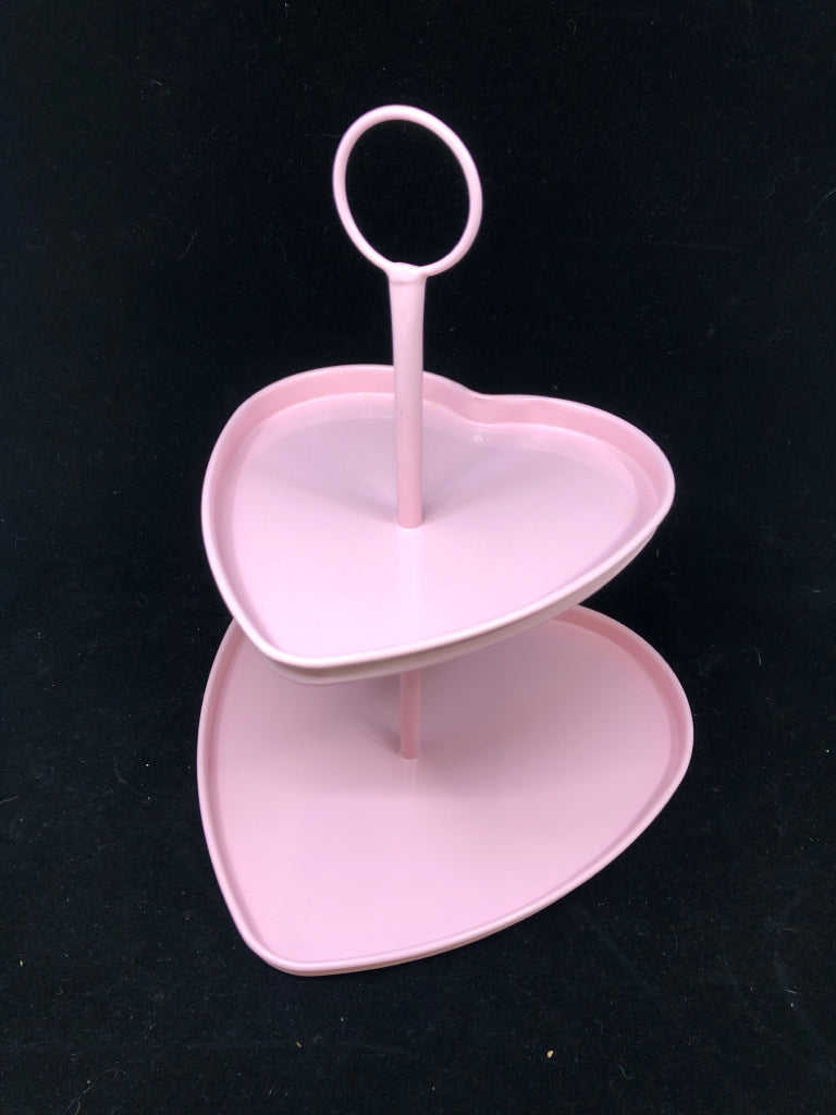 2-TIER PINK HEART DISPLAY TRAY.