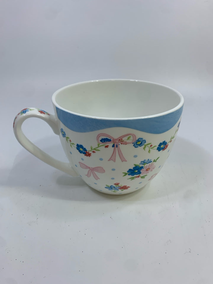BLUE & PINK BOW MUG.