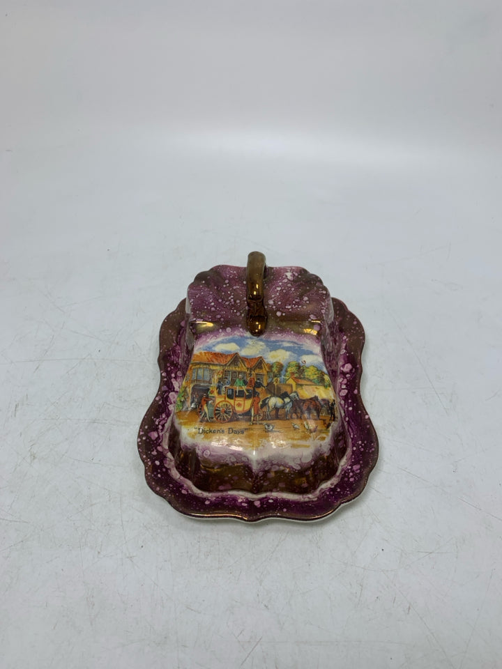 VTG "DICKEN'S DAYS" SCENE BUTTER DISH.