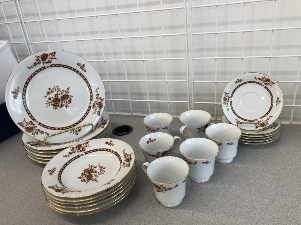 24PC FALL FLORAL CHINA SET - LILING - SRV FOR 6.