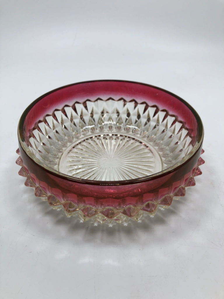 VTG TEXTURED BOWL W/RED RIM.