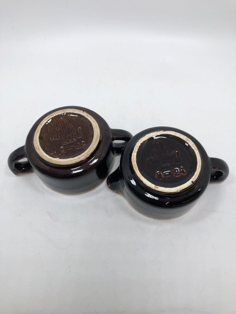 VTG BROWN DRIP GLAZE SUGAR/CREAMER SET.