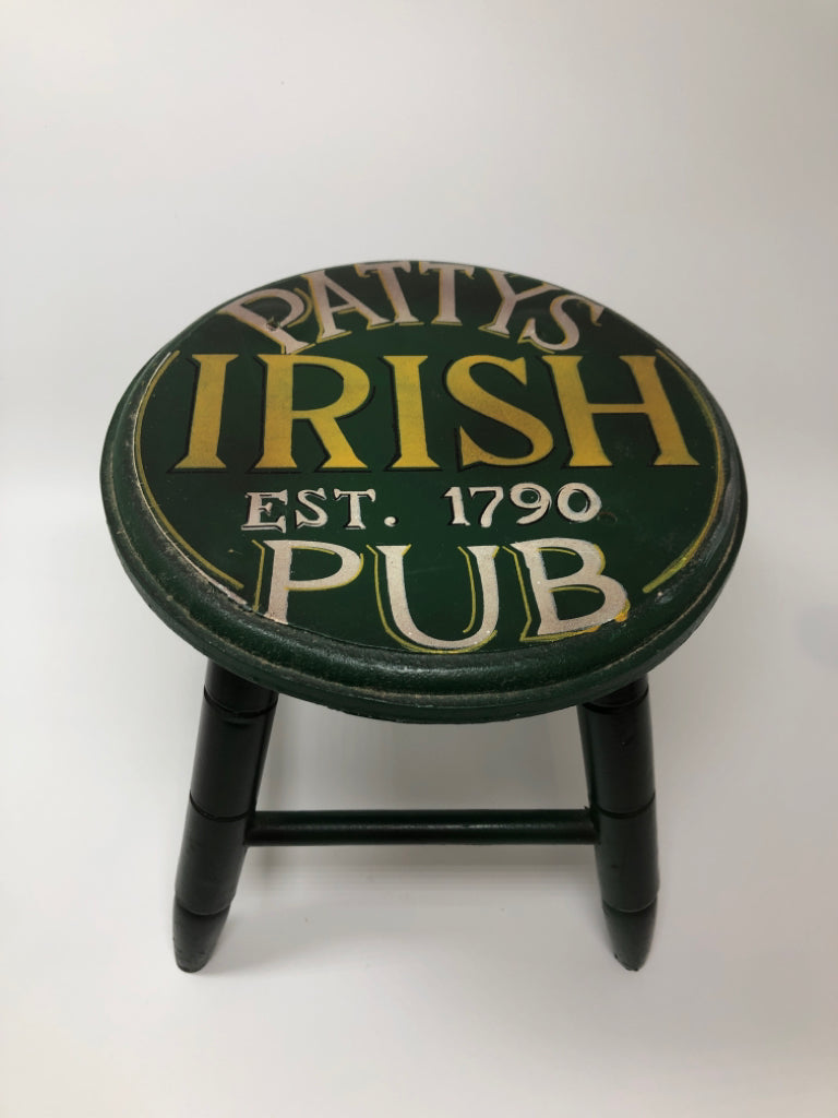 PATTYS IRISH PUB DECORATIVE STOOL.