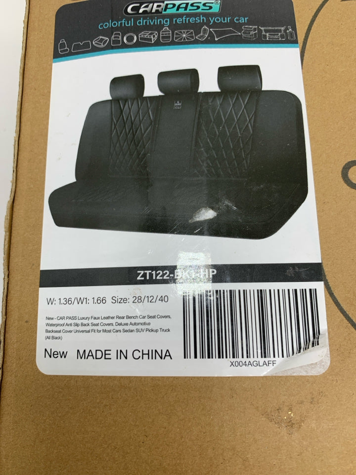 NIP REAR BENCH SEAT SEAT COVERS FAUX BLACK LEATHER.