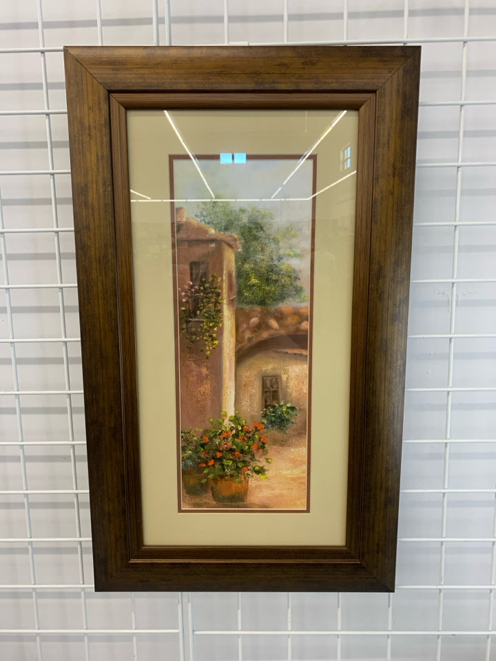 MEDITERRANEAN VILLA COURTYARD FRAMED PRINT.