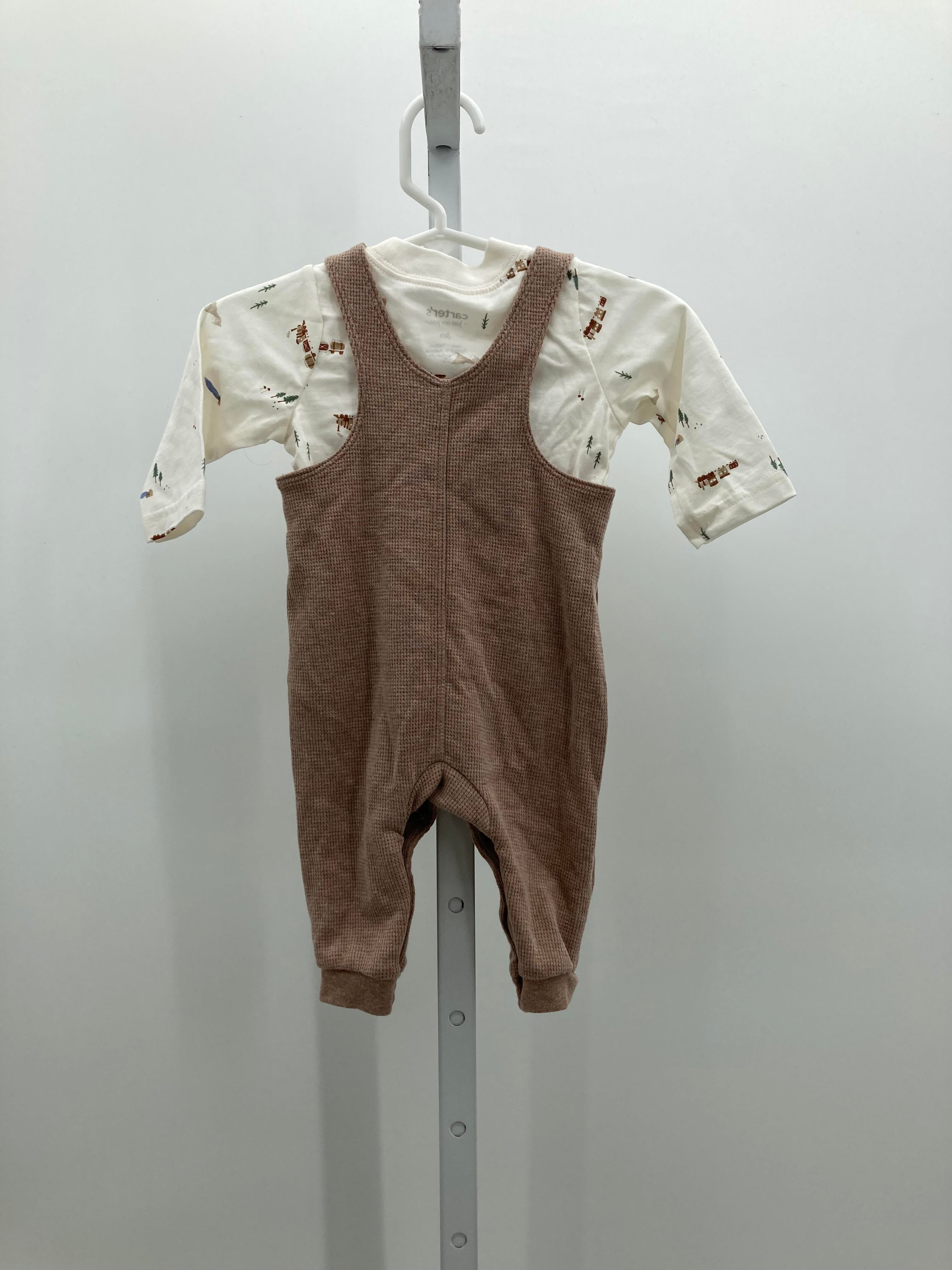 TRAINS AND TREES TEE AND WAFFLE KNIT OVERALLS