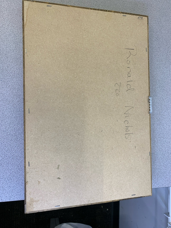 VILLAGE SCENE W PEOPLE WALKING.