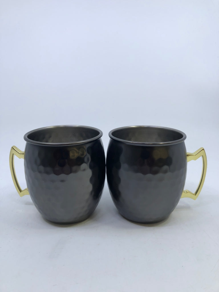 2 GRAY MOSCOW MULE MUGS.
