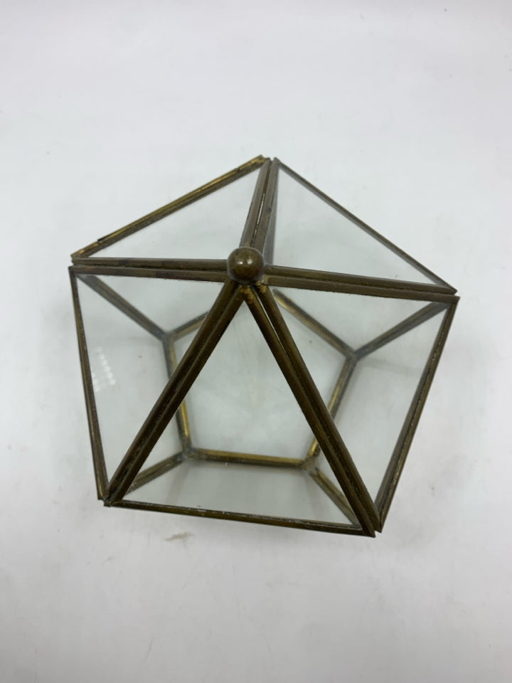 GEOMETRIC GLASS & BRASS TERRARIUM BOX.