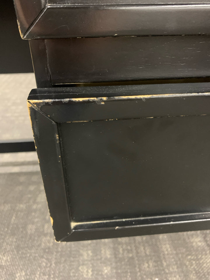 2PC BLACK WOOD DESK W/ SHELVES *MINOR WEAR.