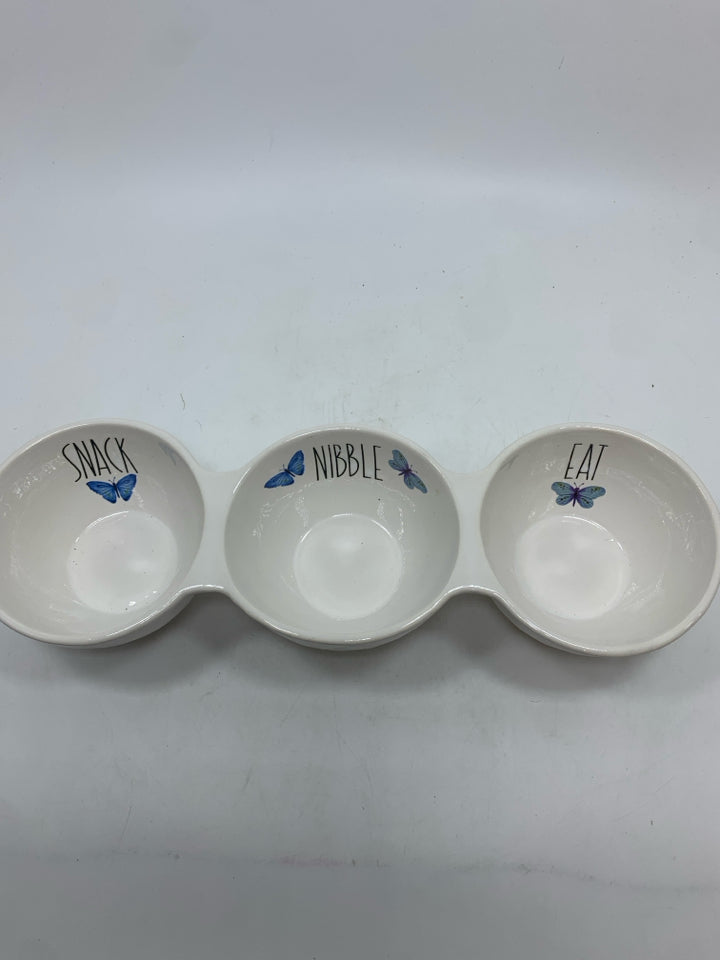 SNACK NIBBLE EAT BUTTERFLY SECTIONED DISH.