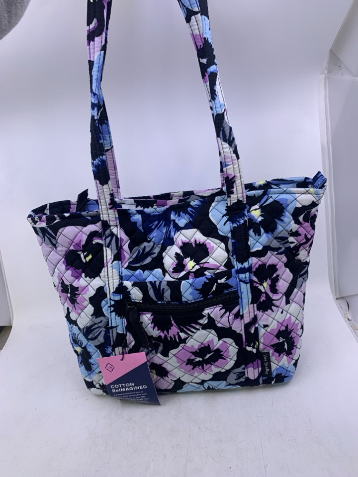 Vera Bradley Small Tote in Plum Pansies- New With Tags