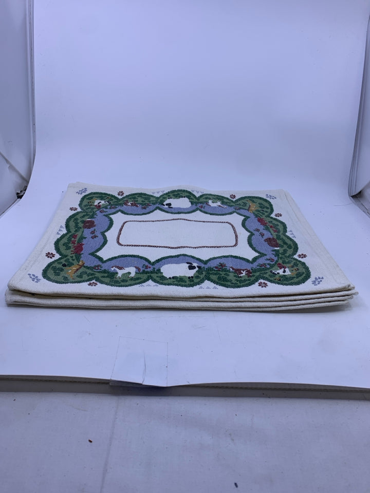 6 FARM ANIMAL PLACEMATS.
