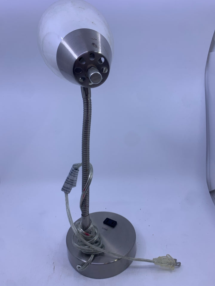 SILVER ADJUSTABLE DESK LAMP.