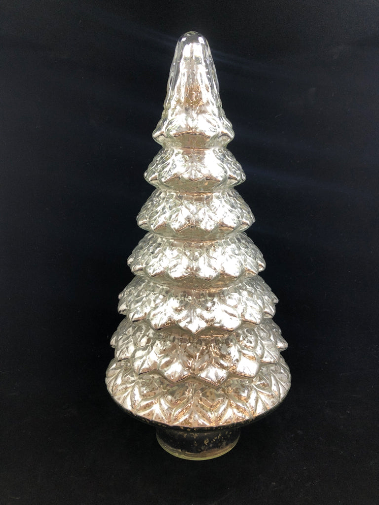 SILVER MERCURY GLASS WINTER TREE DECOR.