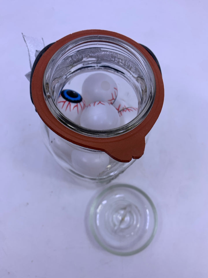 BALL JAR W/LID FILLED HALLOWEEN EYEBALLS.
