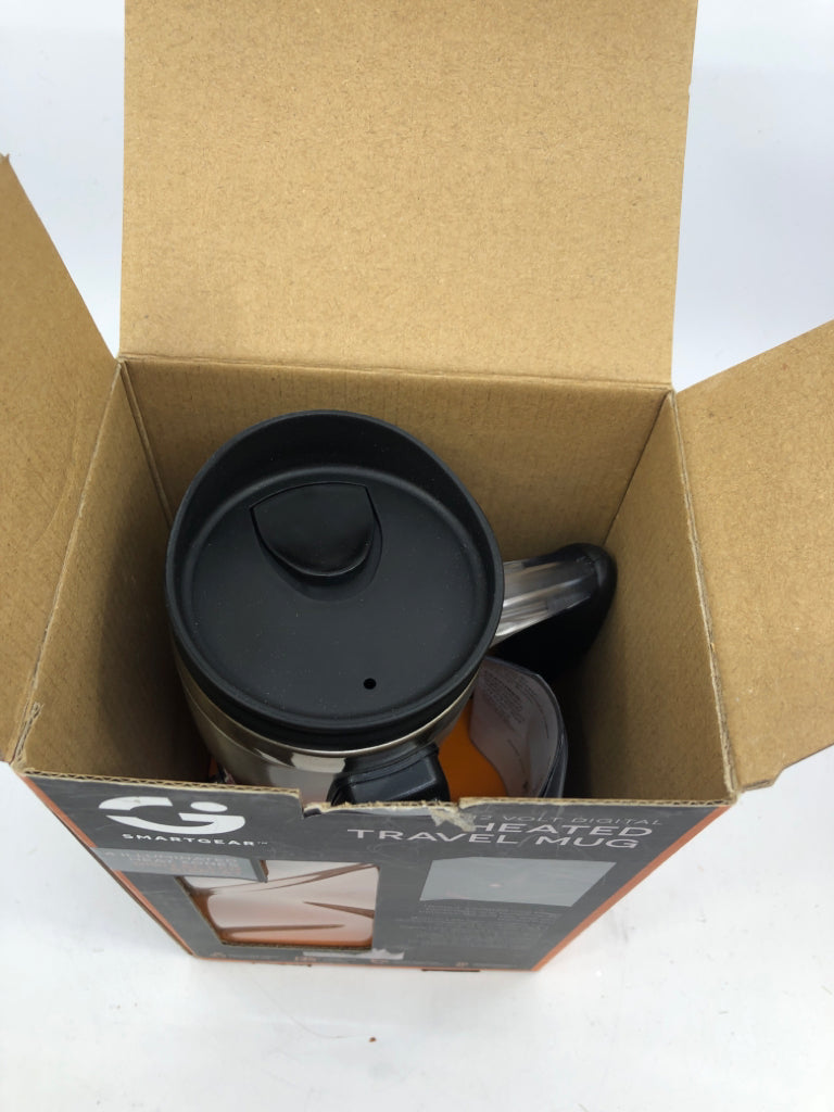 NIB 12 VOLT DIGITAL HEATED TRAVEL MUG.