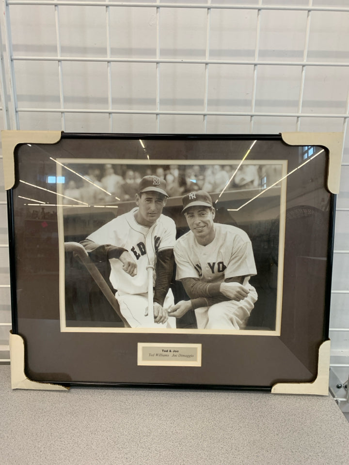 TED WILLIAMS & JOE DIMAGGIO FRAMED PRINT.