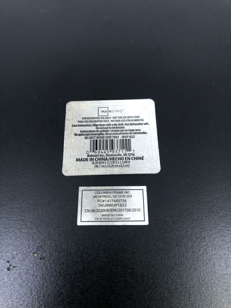 WOOD TRAY "BLESSED" METAL HANDLES.