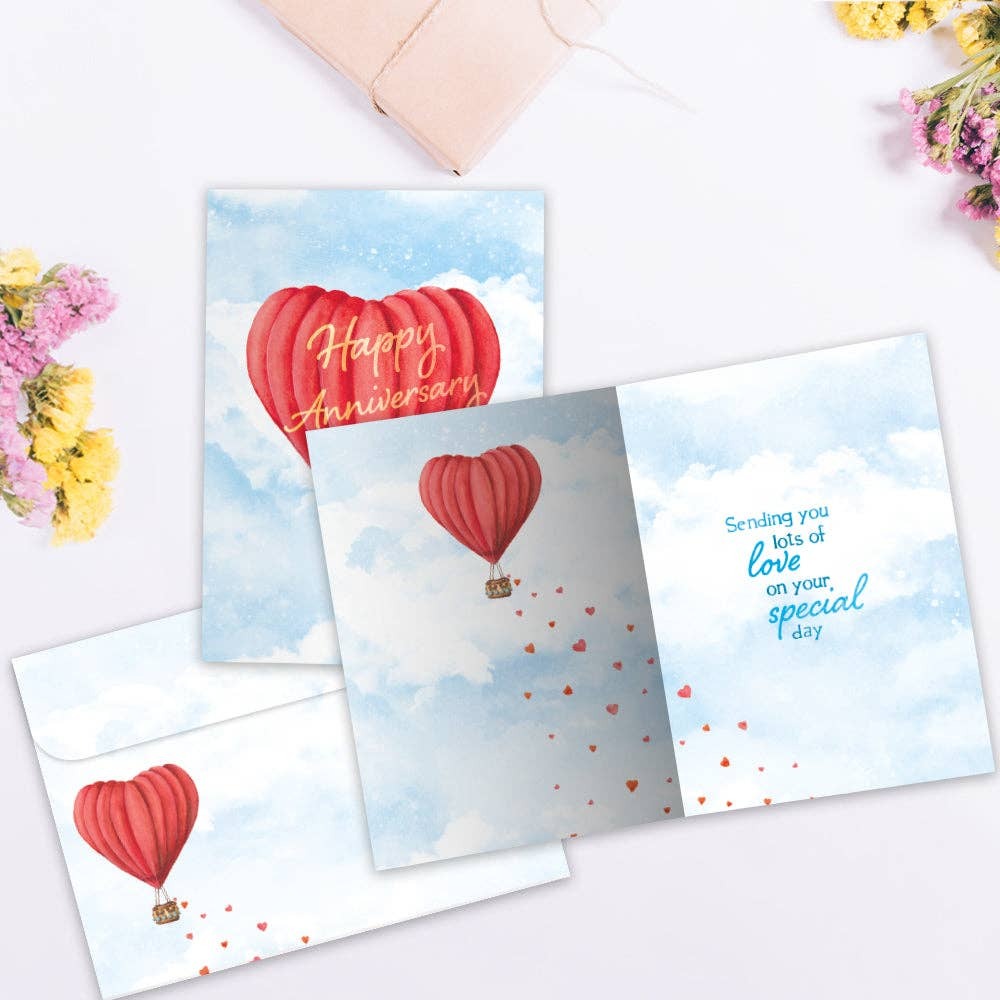 Heart Air Balloon, Anniversary Card