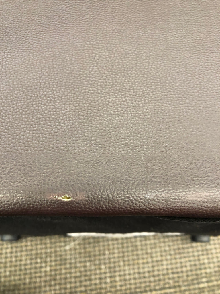 BROWN FAUX LEATHER STORAGE CUBE.