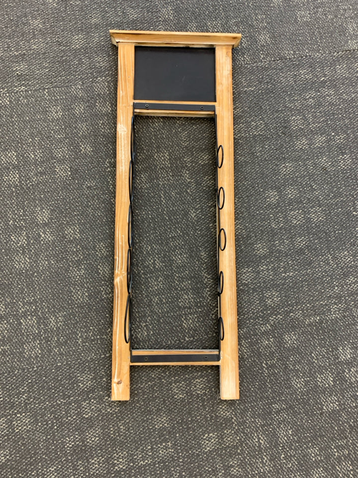 WALL HANGING WINE RACK W CHALK BOARD.