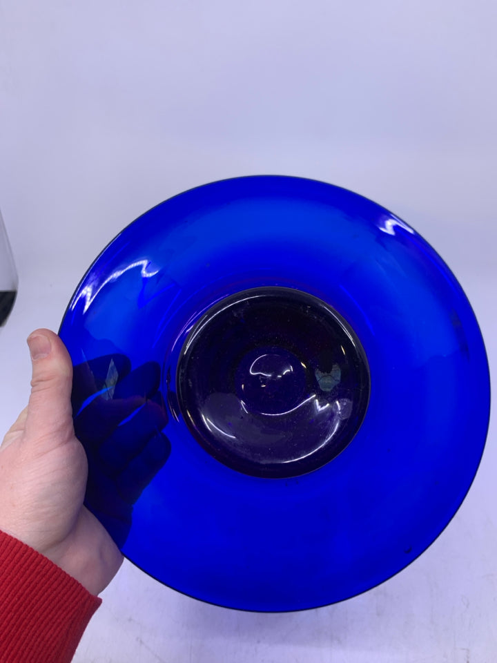 FOOTED COBALT BLUE GLASS.