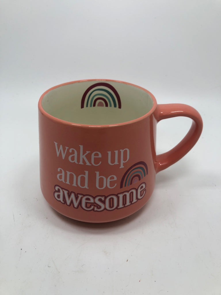 CORAL MUG "WAKE UP AND BE AWESOME".