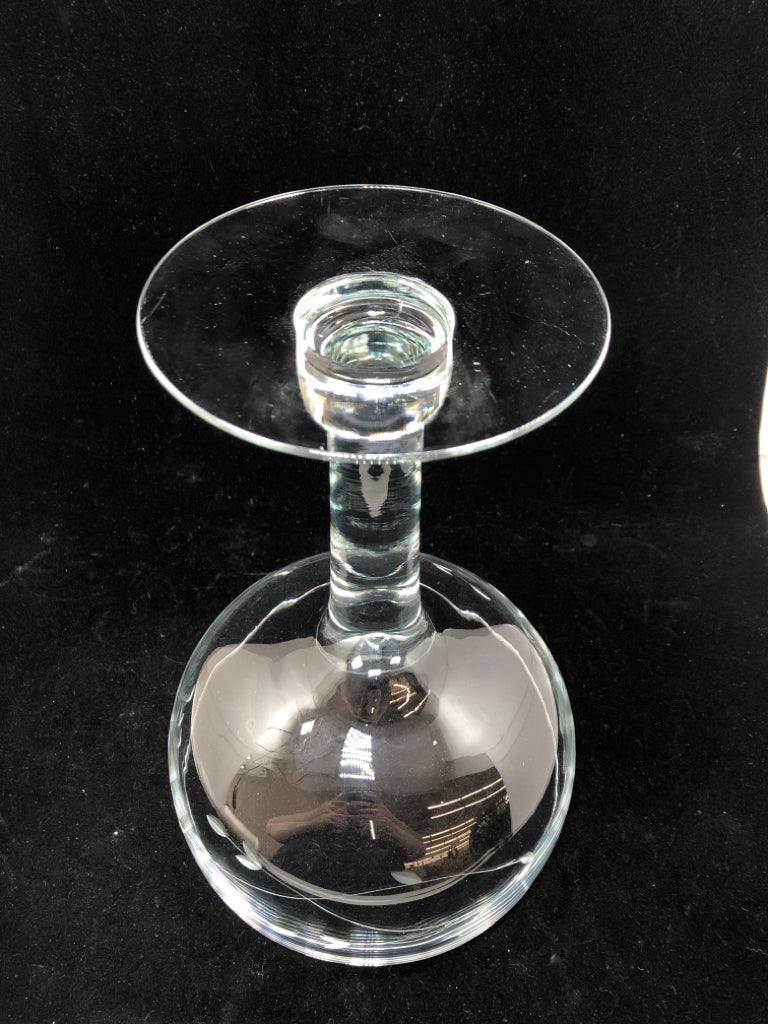 LARGE ETCHED FLORAL MARTINI GLASS.
