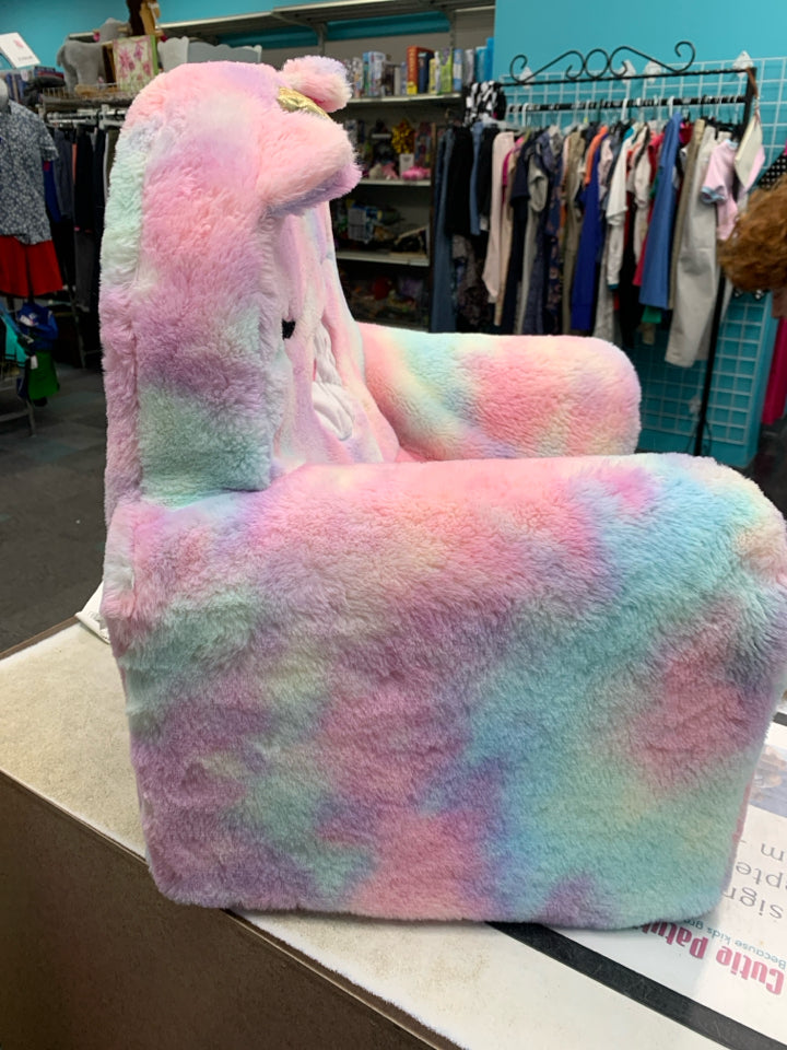 UNICORN PLUSH RAINBOW TIE-DYE CHAIR
