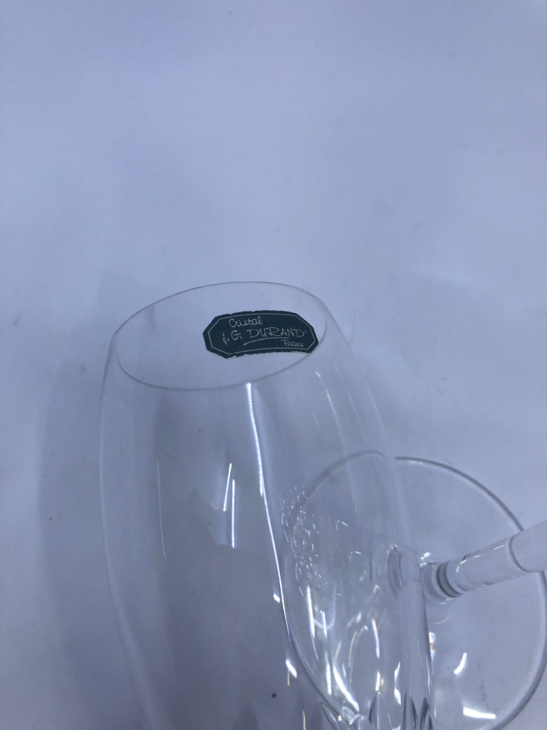 2 CRYSTAL CARVED BOTTOM CHAMPAGNE FLUTES- W STICKER.