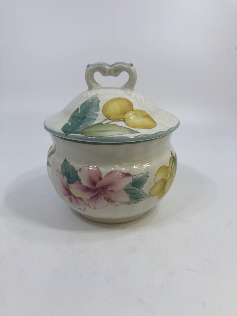 FRUITAGE PRINT MIKASA SUGAR DISH W/LID.