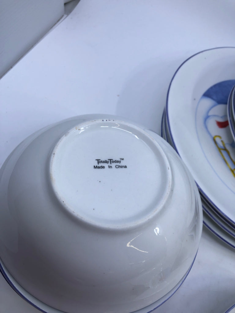 16PC SNOWMAN DISH SET- 4 MUGS, 4 BOWLS, 4 DINNER PLATES, 4 LUNCH PLATES.