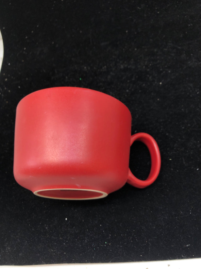 RED SOUP MUG W/ MONOGRAM S.