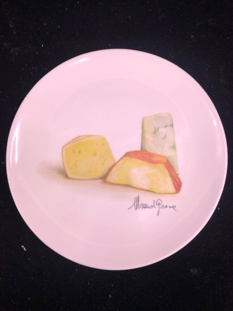 3 WHITE CERAMIC CHEESE PLATES.