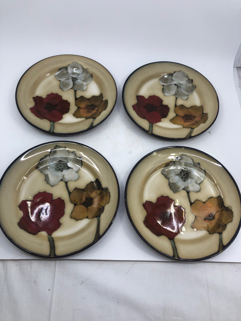 16 PC SCV 4 PAINTED POPPIES PATTERN.