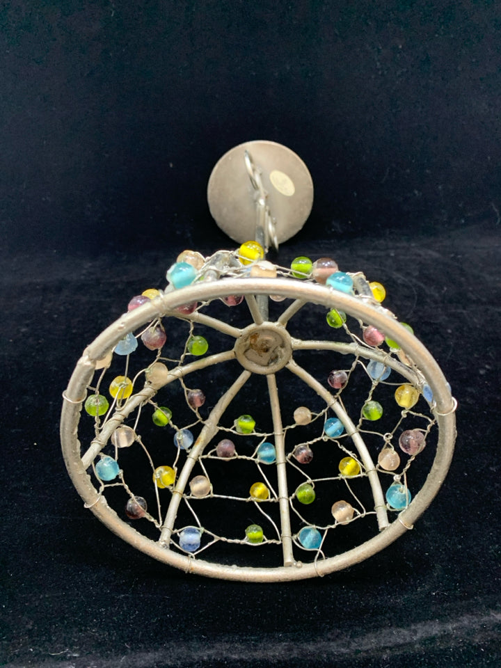 BEADED DOME BASE CANDLE HOLDER.