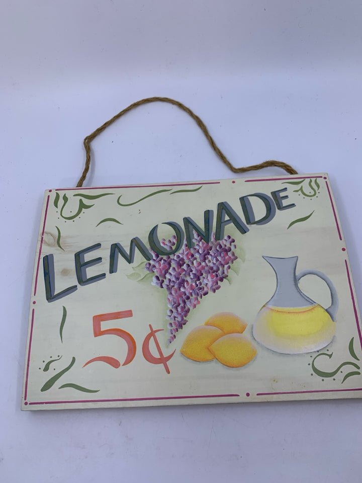 WOOD PLANK W/ LEMONADE PAINTED WALL ART.