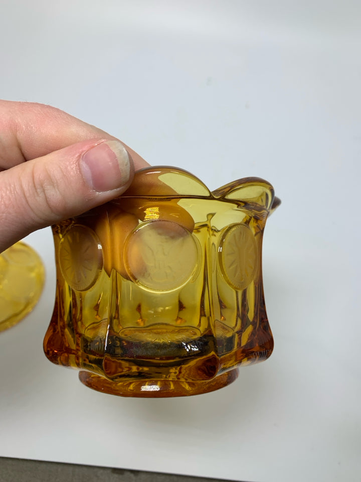 VTG FOSTORIA COIN GLASS COVERED SUGAR BOWL.